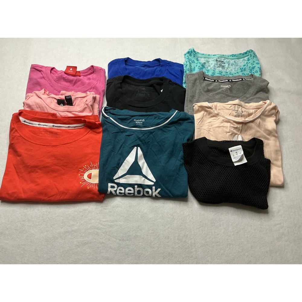 Reebok Champion Adidas Puma‎ Women Activewear Top 10pc Bundle Medium Multi
